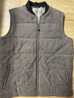 Travis Mathew Climate Drop Vest with Light Blue Plaid Lining
